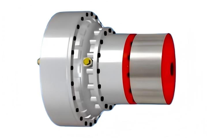 YOXVSNZ Connection Dimension Data Sheet for Torque-Limiting Fluid Coupling with Extended Rear Auxiliary Chamber, Side Auxiliary Chamber, Internal Wheel Drive, and Brake Wheel Type